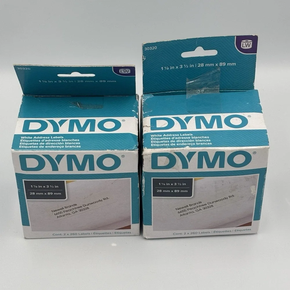DYMO LabelWriter 30320 White Address Labels 1‎ 1/8 x 3 1/2, 260 labels Lot Of 2